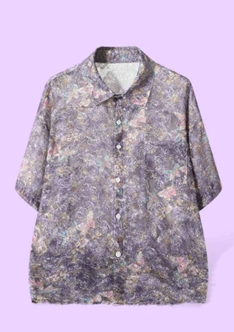 Purple Butterfly Print Vintage Blouse